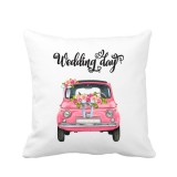 Perna personalizata decorativa, 40x40 cm, alba, pentru nunta, Wedding Day