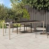 Masa gradina Gossi bej 250x100x75 cm poliratan &amp; sticla securizata, dreptunghiulara, rezistenta UV
