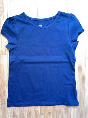 Set 2 tricouri subtiri fata crem si bleumarin H&amp;amp;M noi bumbac 4 ani! foto