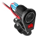 Mufa alimentare 2 x USB-A 3.1A pentru motocicleta, PY-CHR0008, Oem