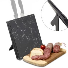 Suport magnetic pentru cutite Koken, imitatie de piatra, negru cu efect marmura, 25,3x22,6x2,4