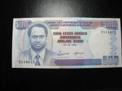 BURUNDI 500 FRANCI 1995 UNC foto