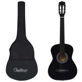 VidaXL Chitară clasică pentru &icirc;ncepători, cu husă, negru, 3/4 36&quot;
