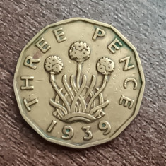 M3 C50 - Moneda foarte veche - Anglia - three pence - 1939