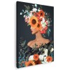 Tablou portret femeie cu flori pe cap, multicolor 1345 Tablou canvas pe panza CU RAMA 40x60 cm