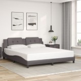 VidaXL Cadru de pat cu tăblie, gri, 180x200 cm, piele ecologică