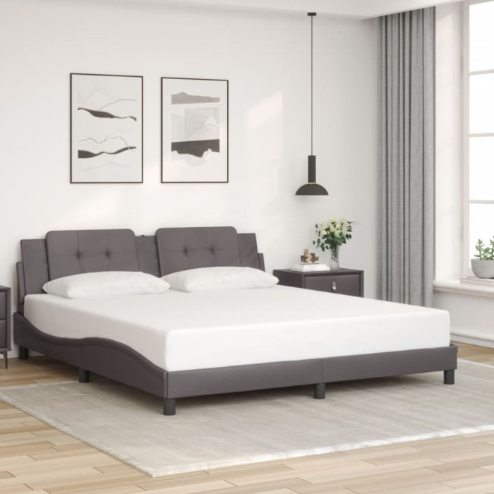 vidaXL Cadru de pat cu tăblie, gri, 180x200 cm, piele ecologică 3208201