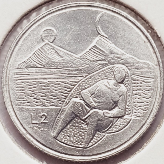 2726 San Marino 2 Lire 1976 Family - Sitting Woman km 52