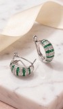 Cumpara ieftin Cercei Creole Late din Argint 925 cu Zirconiu Verde Smarald E i Alb , Rafinament Regal E i Design Bombat