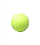 Jucarie pentru caini, minge de tenis gigantica, 24 cm, Polyester, Cauciuc, Alb, Galben, Oem