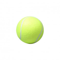 Jucarie pentru caini, minge de tenis gigantica, 24 cm, Polyester, Cauciuc, Alb, Galben