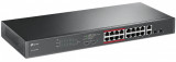 Tp-link switch 16 porturi 16 poe+ 10/100mbps rj45 ports2 10/100/1000mbps rj45 ports 2 combo gigabit