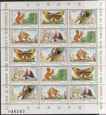 ROMANIA 1983 REZERVATII NATURALE Flora si Fauna 2 minicoli cu cate15 Tb. MNH** foto