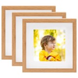 Rame foto 3D, 3 buc., stejar, 28x28 cm pentru foto 20x20 cm