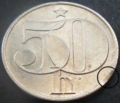 Moneda 50 HALERU - RS CEHOSLOVACIA, anul 1989 *cod 3312 = EROARE de BATERE foto