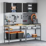 Set de banc de lucru vidaXL de 8 piese, gri, din oțel