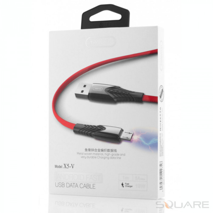 Cabluri Tranyoo, X5, Micro USB Cable, 1m, 3A, Black