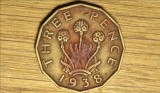 Anglia / Marea Britanie - moneda de colectie dodecagonala - 3 pence 1938 - George VI - deosebita !