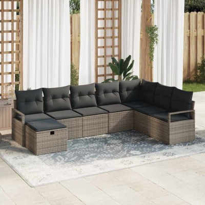 vidaXL Set de canapele pentru grădină 8 pcs Gri 287 x 177 x 85 cm 3359228 foto