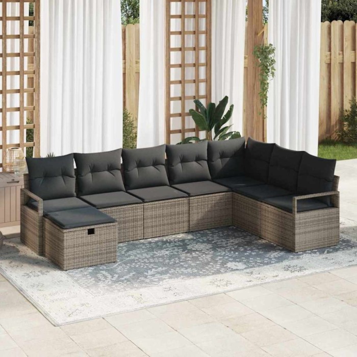 vidaXL Set de canapele pentru grădină 8 pcs Gri 287 x 177 x 85 cm 3359228