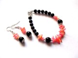 set bratara si cercei cu sidef perlat si margele sticla 37885