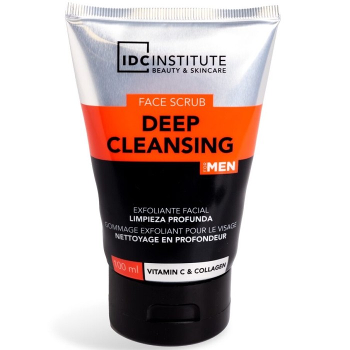 Scrub de față pentru barbati cu Vitamina C și colagen, curățare profundă, IDC Institute 42145, 100 ml