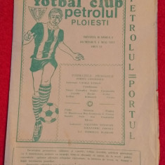 Program meci fotbal PETROLUL PLOIESTI - PORTUL CONSTANTA (01.05.1977)
