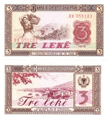 Albania 3 Leke 1976 P-41 UNC foto