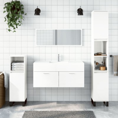 vidaXL Dulap de baie cu oglindă, alb extralucios, lemn prelucrat 833888 foto