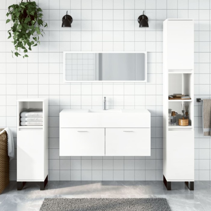 vidaXL Dulap de baie cu oglindă, alb extralucios, lemn prelucrat 833888