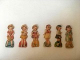 * Set 6 fetite de carton (6cm), vintage, vechi, deosebite, in cutie de plastic