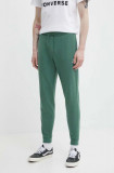 Converse pantaloni de trening culoarea verde, neted