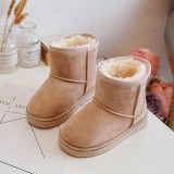Cizme tip UGG copii, imblanite, scurte, bej. Interior blana artificiala, piele ecologica. Marimi 33-38
