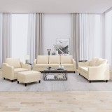 vidaXL Set de canapele cu perne, 4 piese, crem, textil