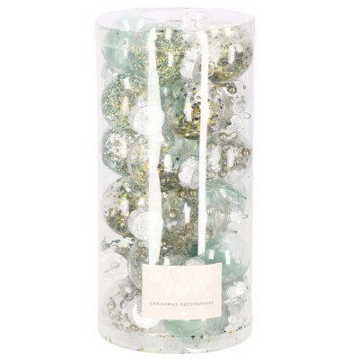 Set globuri de Craciun Inedit, 24 bucati, 5cm, transparente si verde foto