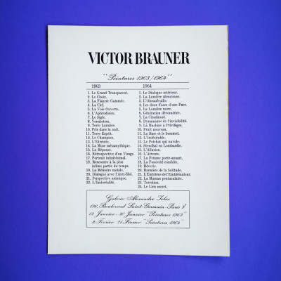Victor Brauner invitatie expozitie arta Galeria Alexander Iolas Paris 1965 foto