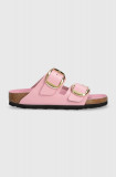 Birkenstock slapi de piele Arizona Big Buckle femei, culoarea roz, 1026532