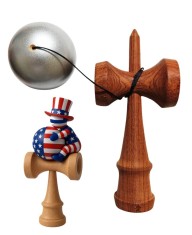 Kendama din lemn natural, Bila lemn + Sticker Waterproof USA pentru telefon, 167KD