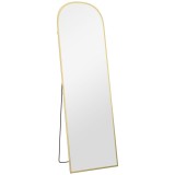 HOMCOM Oglindă de Podea și Perete cu Suport Pliabil, 50x161.5cm, Auriu | Aosom Romania