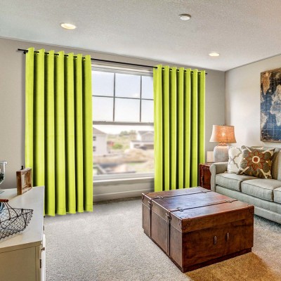 Set draperii din catifea cu inele argintii, Madison, 150x240 cm, densitate 700 g/ml, Lime, 2 buc foto
