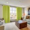 Draperie din catifea cu inele negre, Madison, 150x210 cm, densitate 700 g/ml, Lime, 1 buc