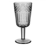 Pahar din Sticla cu Picior, Squared, Gri, Diametru 7.5 cm, Inaltime 17.5 cm, Capacitate 0.28 L, Oem