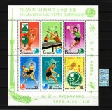 Coreea Nord, 1979 | Campionatul Mondial de Tenis de Masă | Bloc 6v | aph, Sport, Stampilat