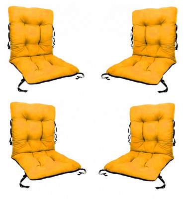 Set 4 Perne sezut/spatar pentru scaun de gradina sau balansoar, 50x50x55 cm, culoare galben foto
