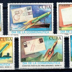 Cuba 1990 - Ziua Cosmonauticii, timbru pe timbru, serie neuzata