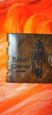 Portofel Barbatesc Piele - Bailini Genuine Leather Cowboy Maro 2 foto
