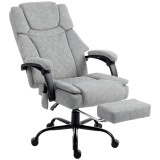 HOMCOM Scaun de birou cu spătar &icirc;nalt și masaj, cu vibrații, funcție de &icirc;ncălzire, spătar reglabil, suport pentru picioare, telecomandă, gri | Aosom R