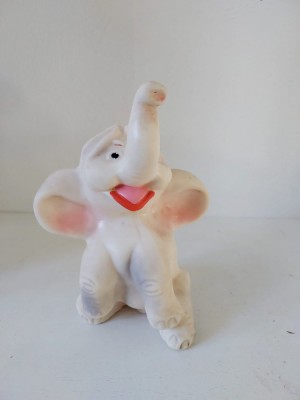 Elefant Aradeanca cu stanta, anii 70-80 Jucarie romaneasca veche 18 cm foto