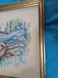 Tablou vintage Luca 1976, Natura, Carbune, Realism