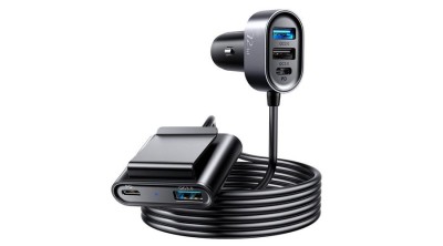 &amp;Icirc;ncărcător auto Joyroom, 2xPD + 2xQC3.0, 75W, 1.5m, negru (JR-CL05) foto